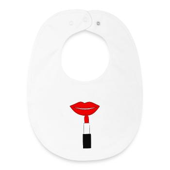 Rouge à lèvres Lèvres Rouge - Bavoir bébé bio - blanc - Devant