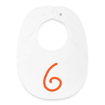 6 Numéro six Numéro Anniversaire - Bavoir bébé bio - blanc - Devant