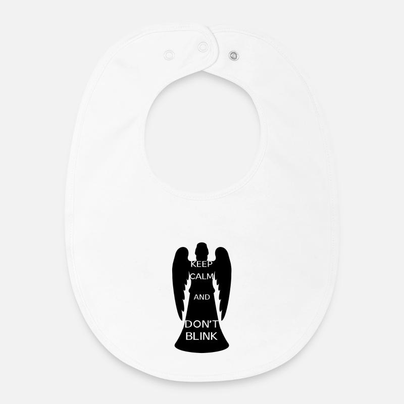 Keep calm and don't blink [ange noir] - Bavoir bébé bio - blanc