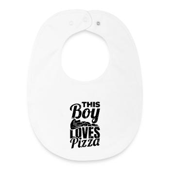 Boy who loves pizza - Baby Organic Bib - white - Front