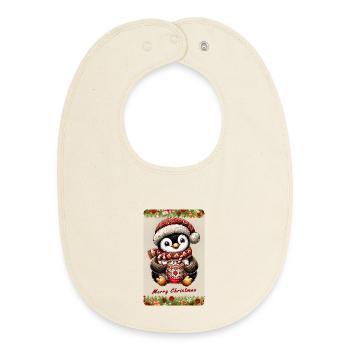 Pingouin de Noël au chocolat chaud - Bavoir bébé bio - écru doux - Devant