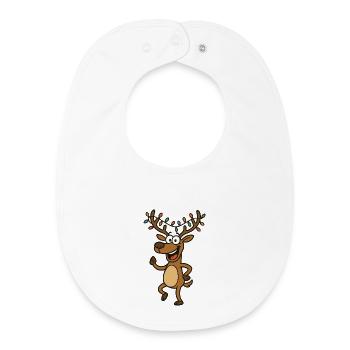 Motif de renne joyeux Noël - Bavoir bébé bio - blanc - Devant