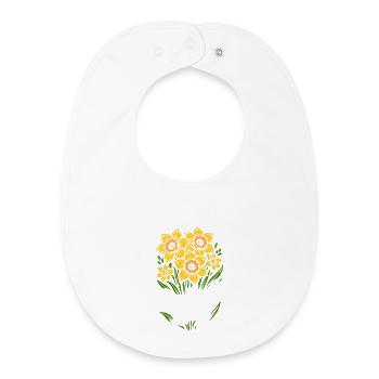 Daffodil Day - Cancer Awareness Tag - Baby Organic Bib - white - Front