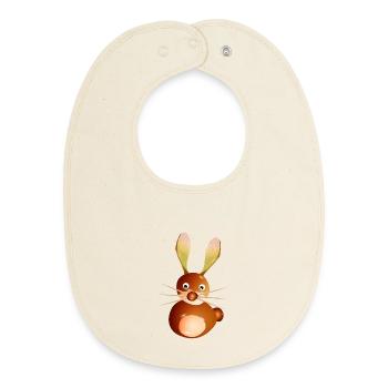 Lapin châtaignier mignon – Artisanat amusant et enfant - Bavoir bébé bio - écru doux - Devant