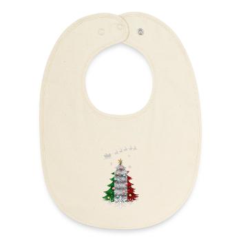 Christmas tree with Italy flag - Baby Organic Bib - soft Ecru - Front