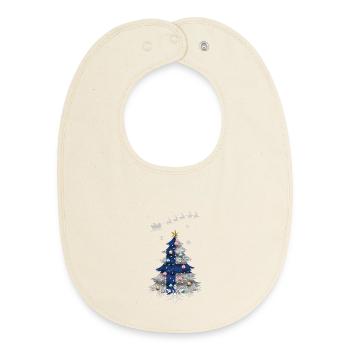 Christmas tree with Finland flag - Baby Organic Bib - soft Ecru - Front