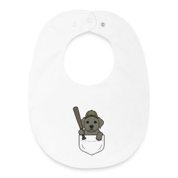 Pocket Player Hund Baseball - Baby Organic Lätzchen - Weiß - Vorne