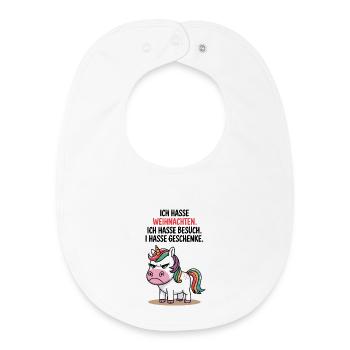 hasse Weihnachten Weihnachtsmuffel Anti Einhorn - Baby Organic Lätzchen - Weiß - Vorne