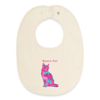 Space Cat - Baby Organic Bib - soft Ecru - Front