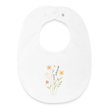 Watercolor Wildflower Meadow - Baby Organic Bib - white - Front
