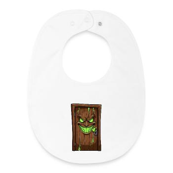Demonic Door Faces Wood - Baby Organic Bib - white - Front