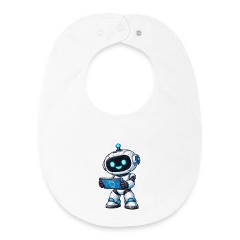 Petit robot avec tablette - Bavoir bébé bio - blanc - Devant