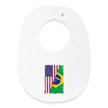États-Unis, drapeau du Brésil Don brésilien-américain - Bavoir bébé bio - blanc - Devant