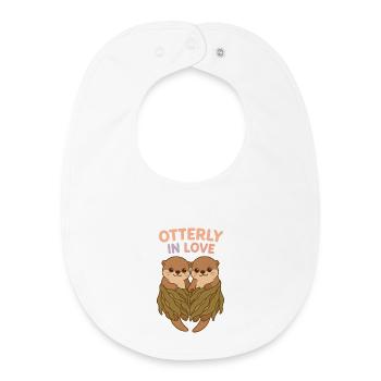 Otterly In Love – Süßes Otter Pärchen Pastell - Baby Organic Lätzchen - Weiß - Vorne