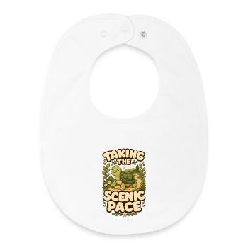 Taking The Scenic Pace Turtle - Baby Organic Bib - white - Front