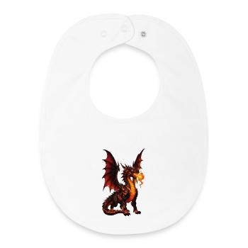 Feuerdrache Flammenatem - Baby Organic Lätzchen - Weiß - Vorne