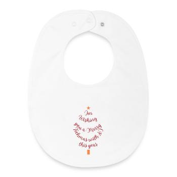 Souhait de Noël personnel avec étoile et cadeau - Bavoir bébé bio - blanc - Devant