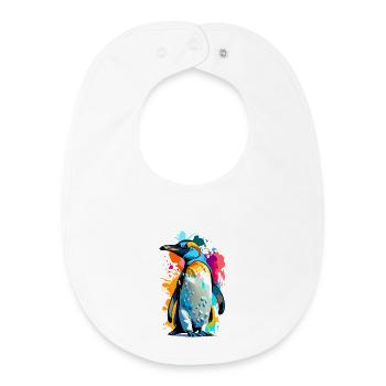 King Penguin - Penguin Colorful Emperor Penguin Bird - Baby Organic Bib - white - Front