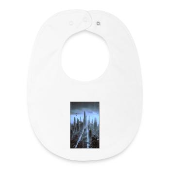 Paysage urbain futuriste la nuit - Bavoir bébé bio - blanc - Devant