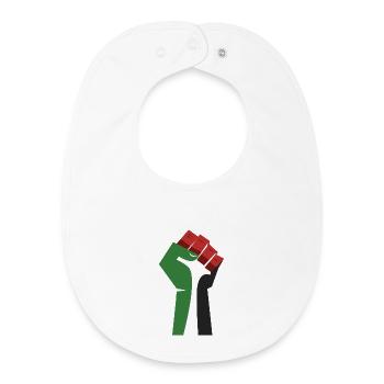 Le poing levé (vert, blanc, noir, rouge) - Bavoir bébé bio - blanc - Devant