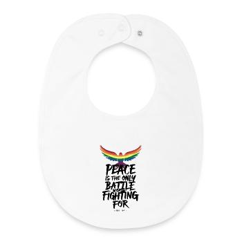 Vol de la langue arc-en-ciel ardente avec message de paix - Bavoir bébé bio - blanc - Devant