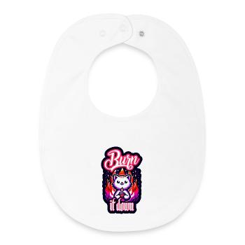 Burn it down | Cat with fire - Baby Organic Bib - white - Front