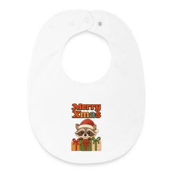 Raton laveur de Noël avec cadeaux - Bavoir bébé bio - blanc - Devant