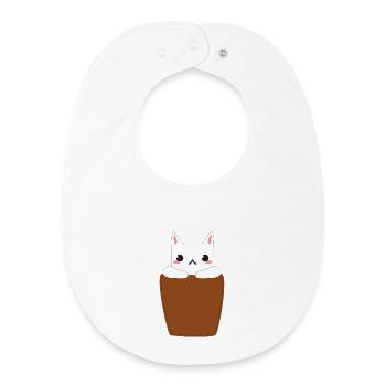 Chat dans la poche poitrine - Bavoir bébé bio - blanc - Devant