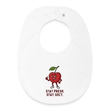 Cherry dit : Reste frais Reste juteux - Bavoir bébé bio - blanc - Devant
