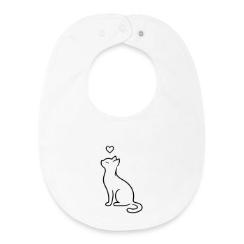 Elegant Sitting Cat with Heart | Minimal Love Art - Baby Organic Lätzchen - Weiß - Vorne