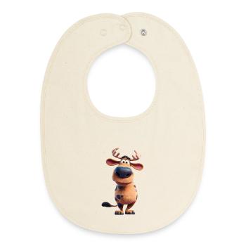 Drôle d’orignal : design d’animaux en 3D mignons - Bavoir bébé bio - écru doux - Devant