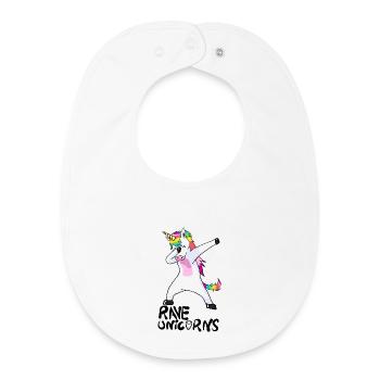 Logo Rave Licornes Noir Texte - Bavoir bébé bio - blanc - Devant