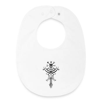 Schwarzer Totenkopf und Wikinger-Kompass - Baby Organic Lätzchen - Weiß - Vorne