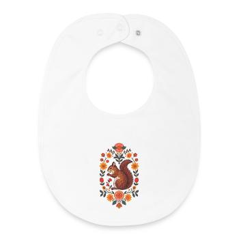 Squirrel in a wreath of flowers - Baby Organic Bib - white - Front