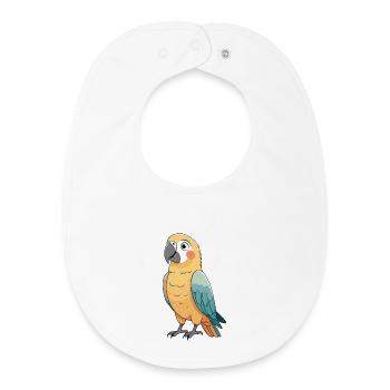 Illustration colorée de perroquet - Bavoir bébé bio - blanc - Devant