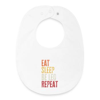 Mange, Dors, Sois Lion, répète Nom rétro - Bavoir bébé bio - blanc - Devant