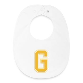 Monogramm Rot Gelbes College House Anfangsbuchstaben G - Baby Organic Lätzchen - Weiß - Vorne