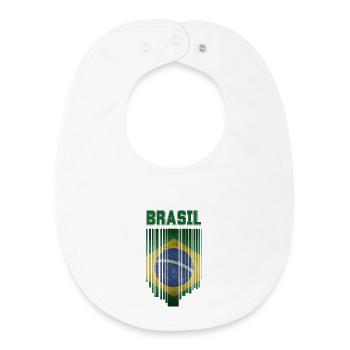 Drapeau brésilien, fierté brésilienne - Bavoir bébé bio - blanc - Devant