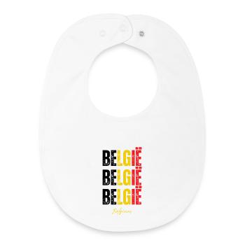 Fierté belge, drapeau de la Belgique - Bavoir bébé bio - blanc - Devant