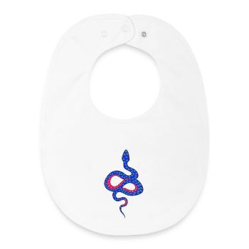 Blue and Red Flowering Snake - Baby Organic Bib - white - Front