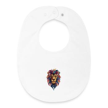 Prism Lion Head Blaze of Color - Baby Organic Bib - white - Front