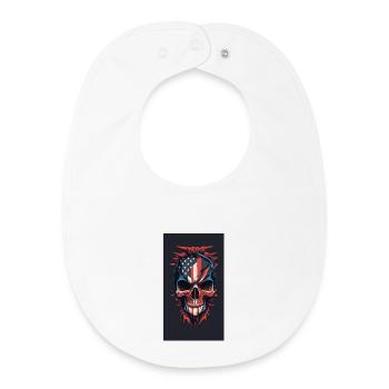 Drapeau américain dessiné face maléfique crâne de mort - Bavoir bébé bio - blanc - Devant