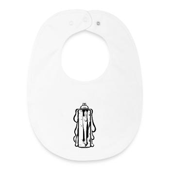 Comic Spray Can with Drops - Baby Organic Bib - white - Front