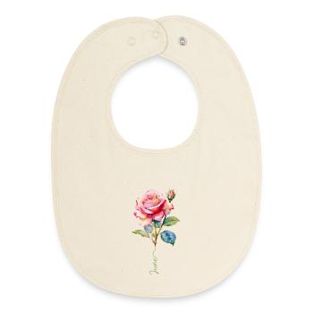 Peint en rose avec des détails éclatants - Bavoir bébé bio - écru doux - Devant