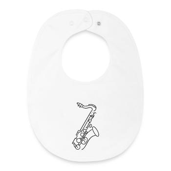 Saxophone Drawing - Baby Organic Bib - white - Front
