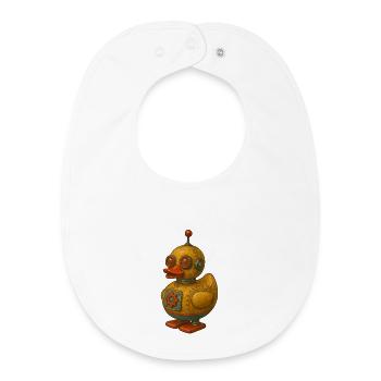 Retro Tin Robot Duck - Baby Organic Bib - white - Front
