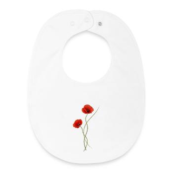 Rote Mohnblumen elegant im Ikebana Stil - Baby Organic Lätzchen - Weiß - Vorne