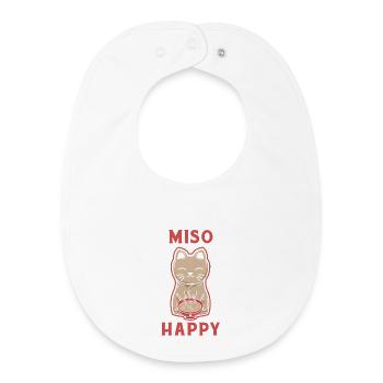 MISO Happy Japanese Cat - Baby Organic Bib - white - Front