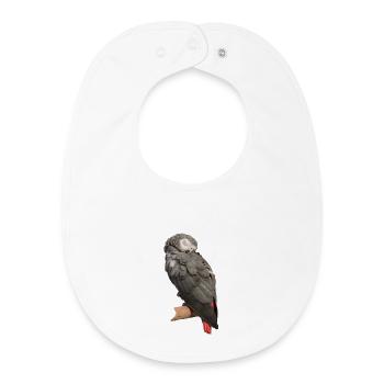 Perroquet gris oiseau endormi - Bavoir bébé bio - blanc - Devant