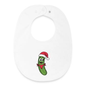Cornichon festif au chapeau de Père Noël - Bavoir bébé bio - blanc - Devant